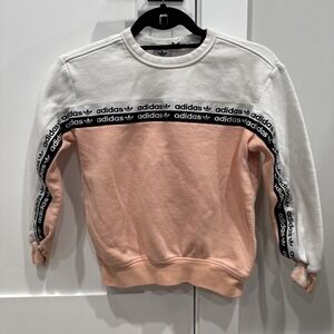 Adidas Originals Crew Sweatshirt Black Pink White Unisex Sz S Streetwear Relaxed